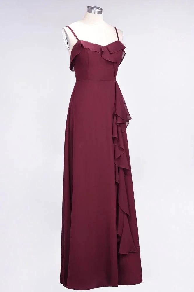 Elegant Spaghetti Aline Ruffle Simple Prom Dresses Royal Blue Evening Swing Dress by misshow.com