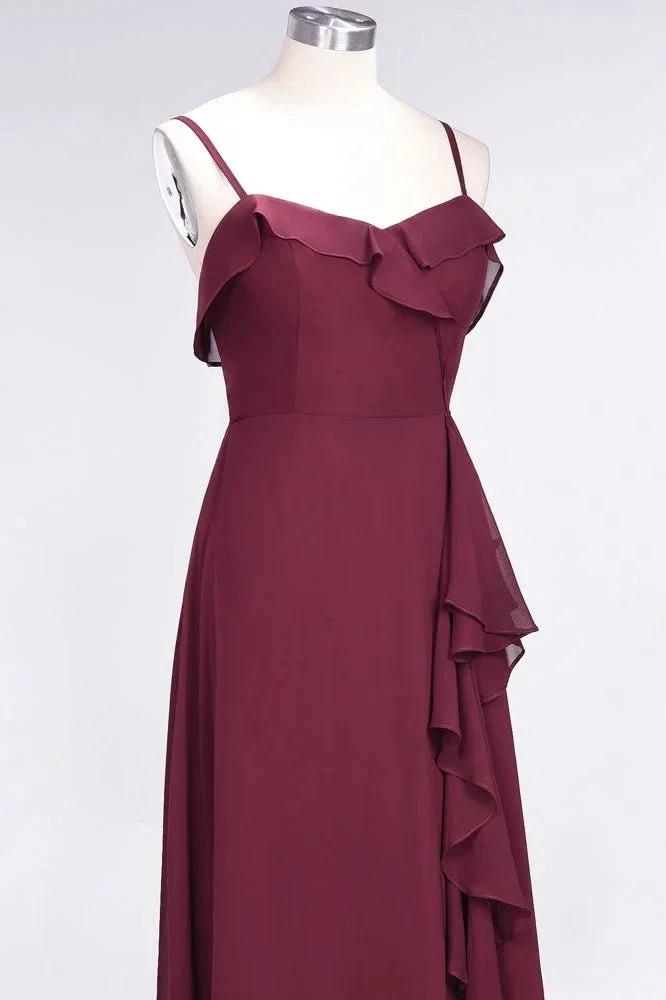 Elegant Spaghetti Aline Ruffle Simple Prom Dresses Royal Blue Evening Swing Dress by misshow.com