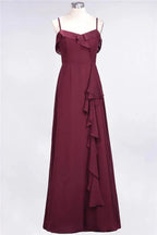 Elegant Spaghetti Aline Ruffle Simple Prom Dresses Royal Blue Evening Swing Dress by misshow.com
