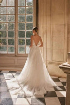 Elegant spaghetti straps sleeveless a-line lace Wedding Dresses by misshow.com