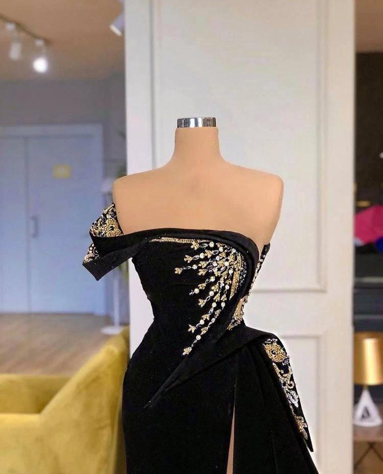Elegant Strapless Split Front A-line Prom Dress With Beading by misshow.com