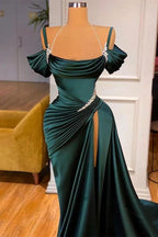 Elegant Stunning Off-the-Shoulder Mermaid Prom Dress Ruffles With Split by misshow.com