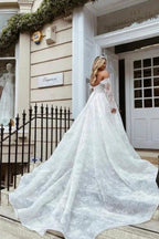 Elegant sweetheart long sleeves a-line lace Wedding dress by misshow.com