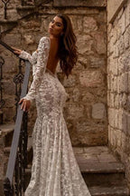 Elegant sweetheart longsleeves mermaid lace Wedding dresses by misshow.com