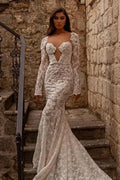 Elegant sweetheart longsleeves mermaid lace Wedding dresses by misshow.com