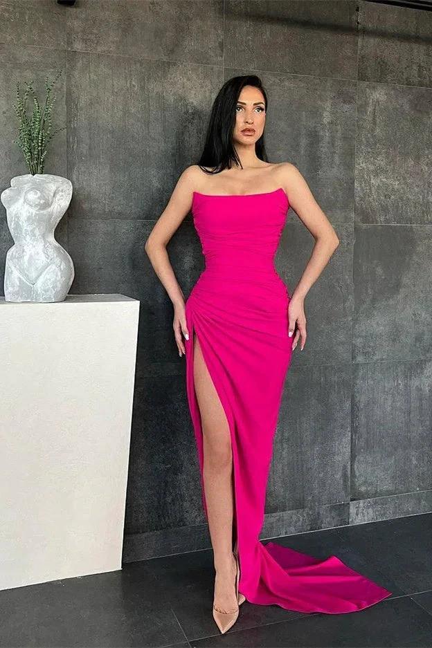 Elegant Sweetheart Mermaid Simple Prom Dresses Online with High Split (ZD05163)