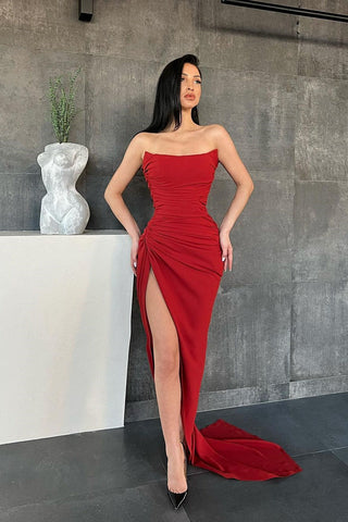 Elegant Sweetheart Mermaid Simple Prom Dresses Online with High Split