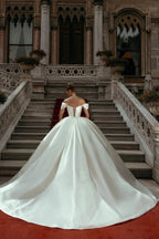 Elegant Sweetheart Off-the-shoulder Wedding Dresses Sweep Train by misshow.com