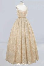 Elegant Tulle Lace Ball Gown Shaghetti Sweetheart Sleevless Wedding Dress by misshow.com
