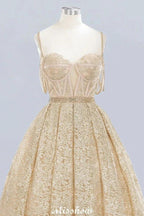 Elegant Tulle Lace Ball Gown Shaghetti Sweetheart Sleevless Wedding Dress by misshow.com