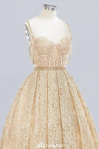 Elegant Tulle Lace Ball Gown Shaghetti Sweetheart Sleevless Wedding Dress by misshow.com