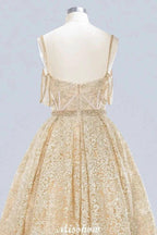 Elegant Tulle Lace Ball Gown Shaghetti Sweetheart Sleevless Wedding Dress by misshow.com