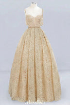 Elegant Tulle Lace Ball Gown Shaghetti Sweetheart Sleevless Wedding Dress by misshow.com