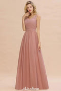 Elegant V-Neck A-line Evening Maxi Dress Bridesmaid Dress Sleeveless Styles by misshow.com