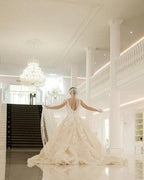 Elegant V-Neck A-line Wedding Dresses with Lace by misshow.com