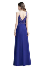Elegant V-Neck Chiffon Aline Bridesmaid Dress Sleeveless Evening Prom Maxi Dress by misshow.com