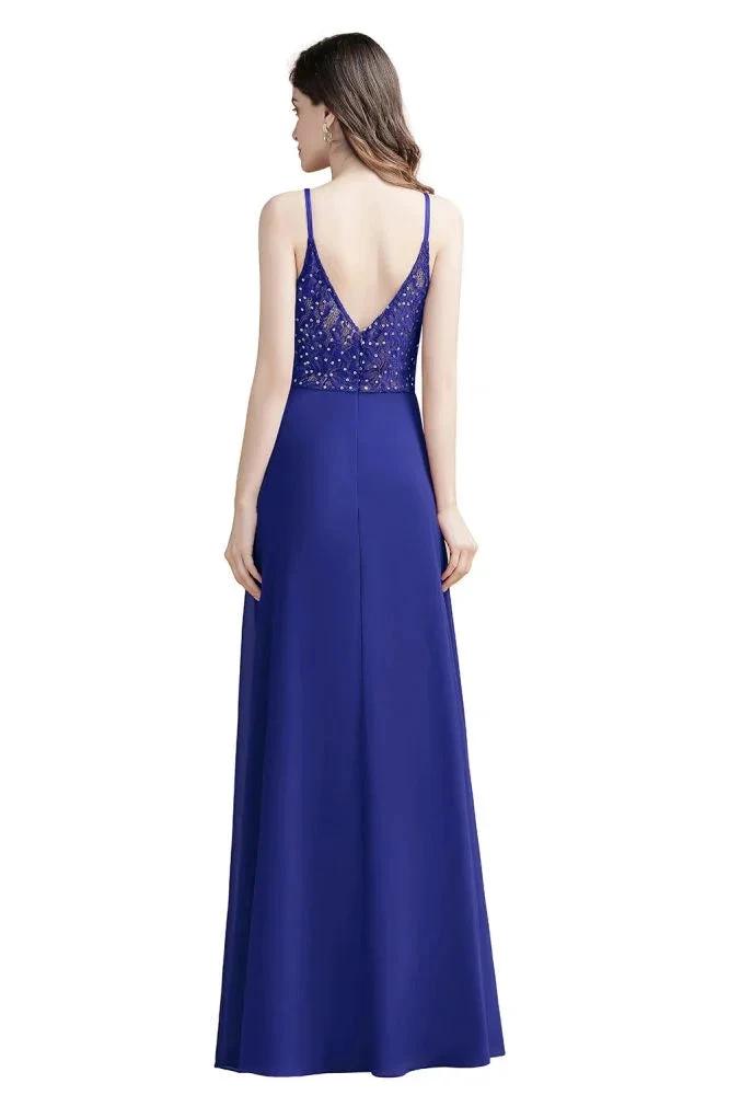 Elegant V-Neck Chiffon Aline Bridesmaid Dress Sleeveless Evening Prom Maxi Dress by misshow.com