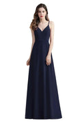 Elegant V-Neck Chiffon Aline Bridesmaid Dress Sleeveless Evening Prom Maxi Dress by misshow.com