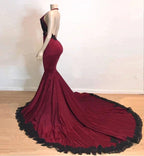 Elegant V-Neck Halter Mermaid Appliques Evening Gowns by misshow.com