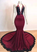 Elegant V-Neck Halter Mermaid Appliques Evening Gowns by misshow.com