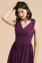 Elegant V-Neck Ruffle A-line Chiffon Lace Bridesmaid Dresses by misshow.com