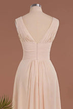 Elegant V-Neck Ruffles Simple Formal Dresses | A-Line Sleeveless Chiffon Evening Dresses by misshow.com