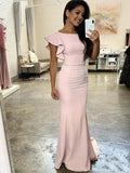 Elegant Vintage Ruched Sleeveless Scoop Stretch Crepe Bridesmaid Dresses by misshow.com
