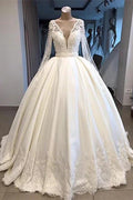 Elegant wedding dress with sleeves Princess wedding dress white by misshow.com