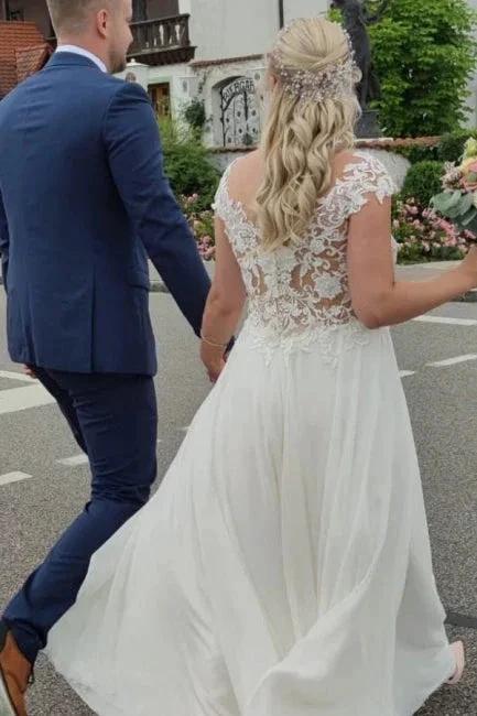 Elegant Wedding Dresses Long Tulle | Wedding dresses with lace by misshow.com