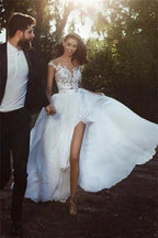 Elegant wedding dresses with lace chiffon floor-length by misshow.com