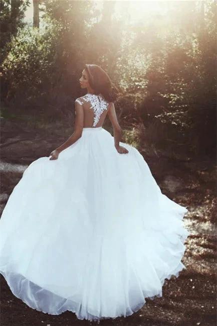 Elegant wedding dresses with lace chiffon floor-length by misshow.com
