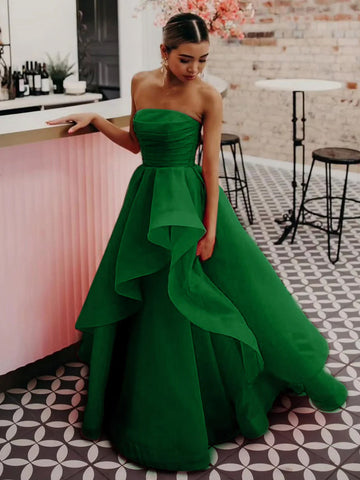 Elisa | Hellrosa trägerloses A-Linien-Ballkleid aus Organza