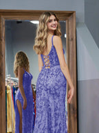 Purple Sheath Sequins Long Prom Dress with Slit by KissProm