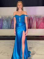 Eseld | Mermaid Sweetheart Pink Satin Long Prom Dresses With Split by KissProm