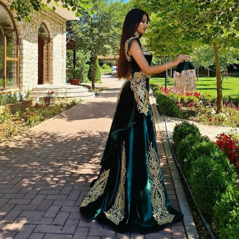 Vestidos de noche largos verdes | Vestido de fiesta de noche con encaje