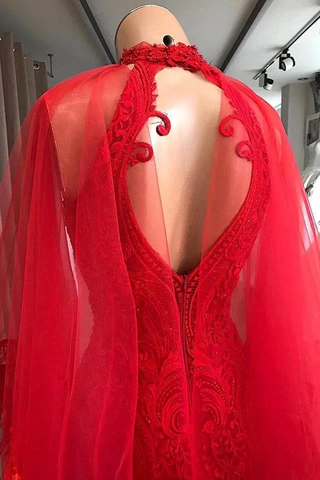 Evening Dresses Long Red Lace Cocktail Dress by misshow.com