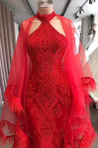 Vestidos de noche Vestido largo de cóctel de encaje rojo 