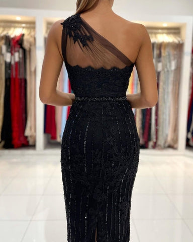 Abendkleider Kurze Schwarze Cocktailkleider mit Spitze