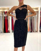 Evening Dresses Short Black Cocktail Dresses with Lace by misshow.com