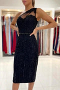Evening Dresses Short Black Cocktail Dresses with Lace by misshow.com