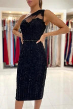 Evening Dresses Short Black Cocktail Dresses with Lace by misshow.com