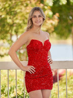 Sweetheart Black Sequin Short Homecoming Dresses by Kissprom