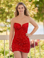 Sweetheart Black Sequin Short Homecoming Dresses by Kissprom
