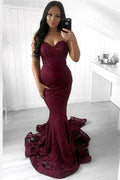 Excellent Long Mermaid Strapless Appliques Lace Prom Dress by BIZTUNNEL