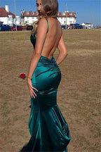 Excellent Long V-neck Mermaid Backless Prom Dress by BIZTUNNEL