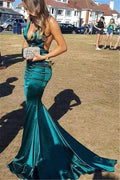 Excellent Long V-neck Mermaid Backless Prom Dress by BIZTUNNEL