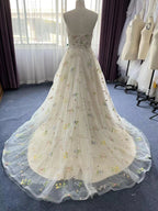 Exquisite A-line Flower Strapless Tulle Prom Dress by misshow.com