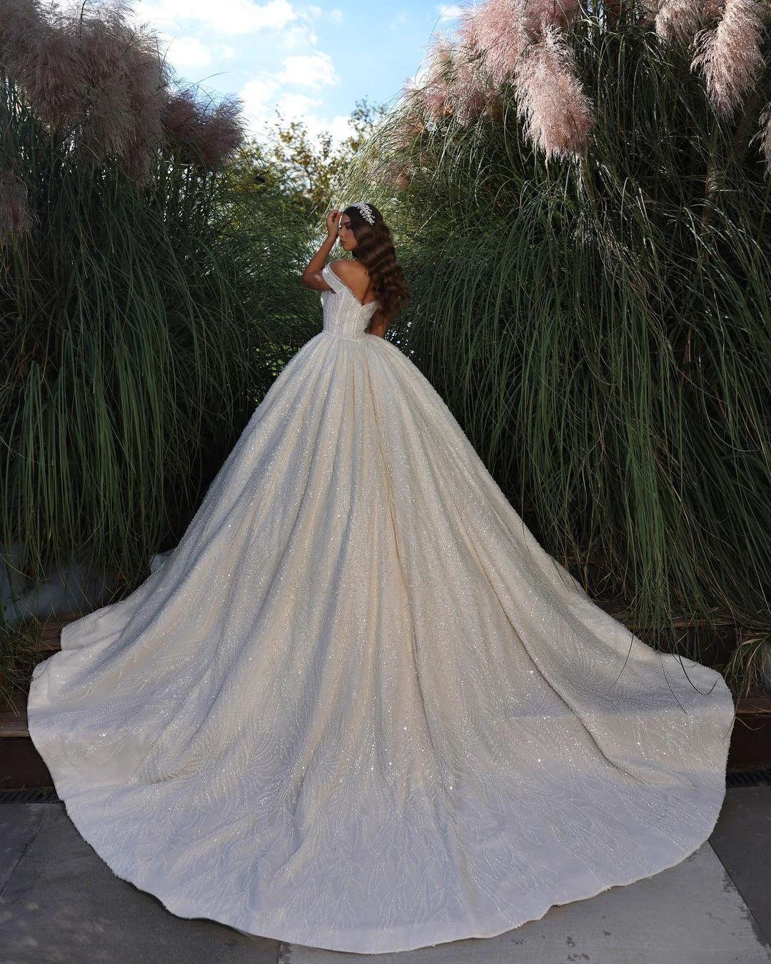Exquisite Floor Length Sweetheart Sleeveless Off-The-Shoulder A-Line Lace Wedding Dress with Ruffles by misshow.com