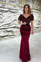 Exquisite Sequins V-neck Short Sleeve Floor-length Prom Dresses by misshow.com