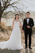 Exquisite Spaghetti Strap Sleeveless A-Line Floor-Length Lace Wedding Dresses by misshow.com